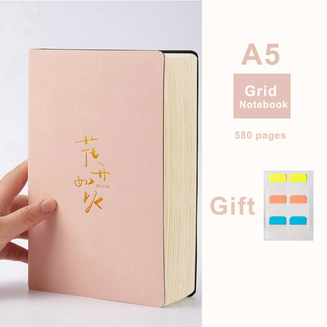 A5 Blank Notebook Thickened Student Horizontal Line Soft Leather Notebooks Super Thick Grid Book Drawing Notepad Christmas Gift