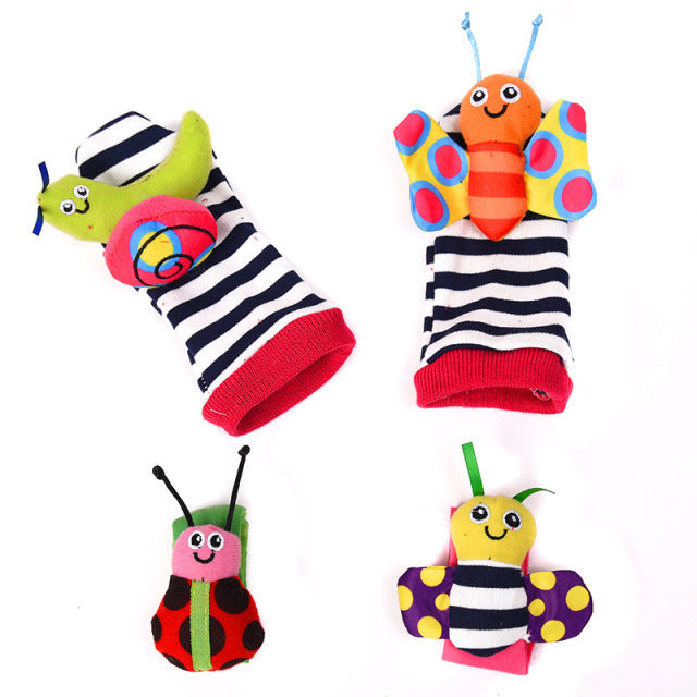 Cartoon Plush Socks Wrist Strap Rattles Baby Toys 0-12 Months Newborn Infant Kids Animal Sock Foot Finder Toy Gift Soft Rattle