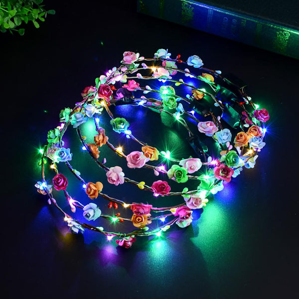 1 pcs Children&#39;s Princess Birthday Gift Glowing Light Garland Headband Hair Accessories Bridal wreath LED wreath for head