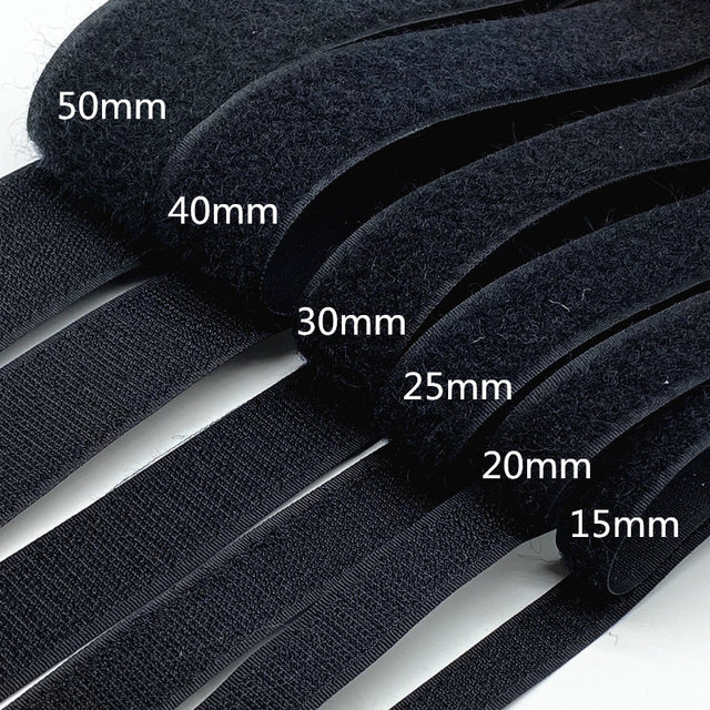 1 Pair 15mm-50mm Black White Adhesive Fastener Tape Hook and Loop Tape Cable Ties Sewing Accessories, 1 Yard/lot